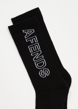 Afends Unisex Outline - Recycled Crew Socks - Black - Afends unisex outline   recycled crew socks   black   sustainable clothing   streetwear