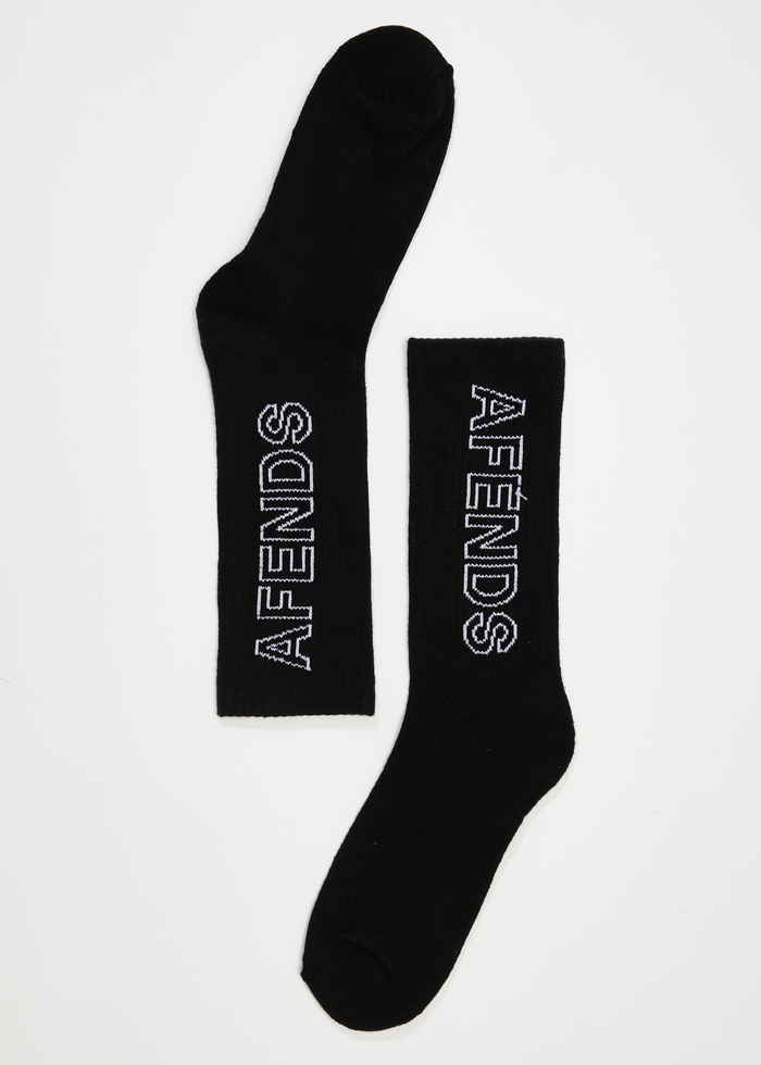 Afends Unisex Outline - Recycled Crew Socks - Black - Sustainable Clothing - Streetwear