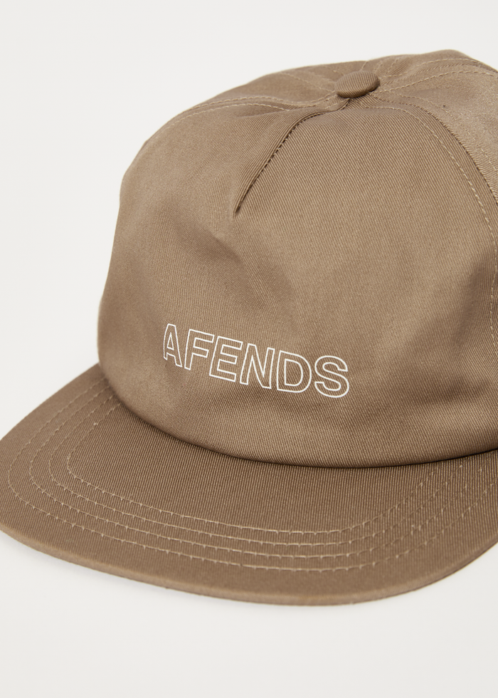 Afends Unisex Outline Recycled - Recycled 5 Panel Cap - Beechwood - Sustainable Clothing - Streetwear