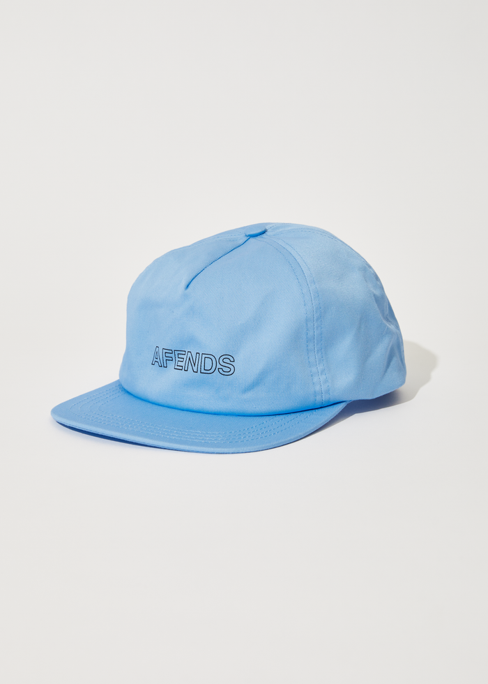 Afends Unisex Outline Recycled - Recycled 5 Panel Cap - Sky Blue - Sustainable Clothing - Streetwear