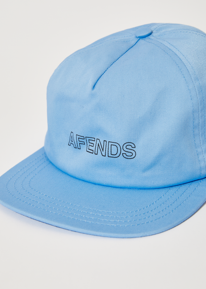 Afends Unisex Outline Recycled - Recycled 5 Panel Cap - Sky Blue - Sustainable Clothing - Streetwear