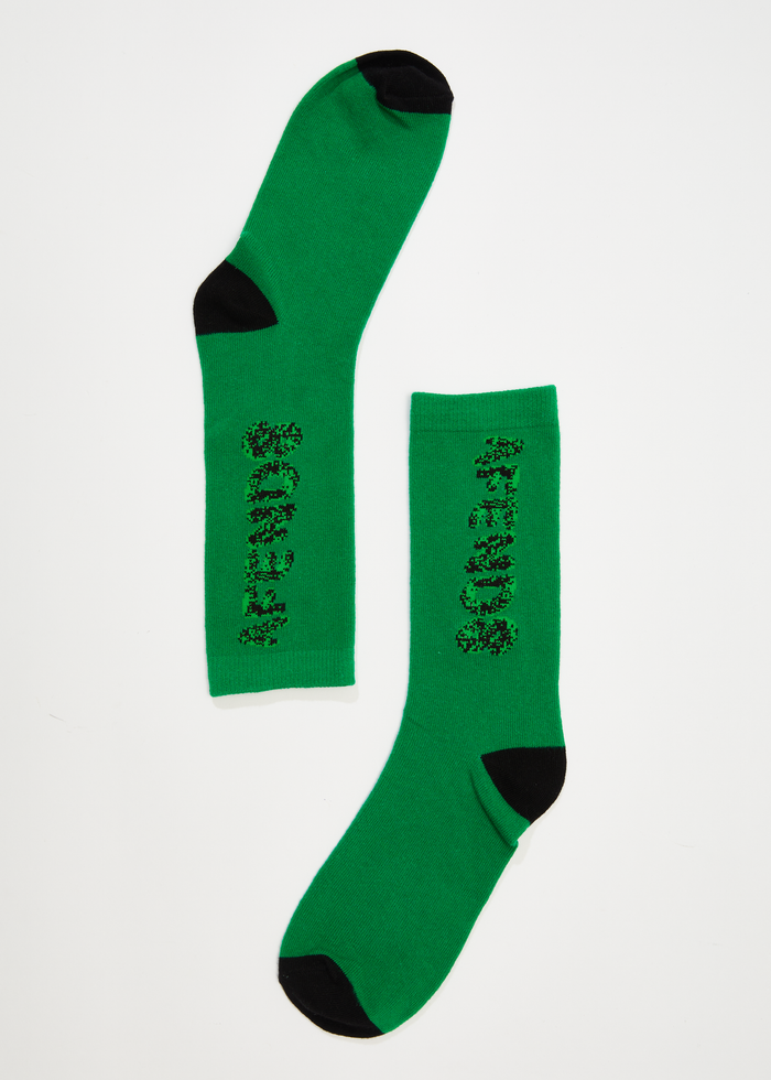 Afends Unisex Programmed - Recycled Crew Socks - Forest - Sustainable Clothing - Streetwear