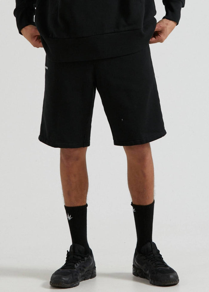 Afends Unisex Razor - Unisex Organic Sweat Shorts - Black - Sustainable Clothing - Streetwear