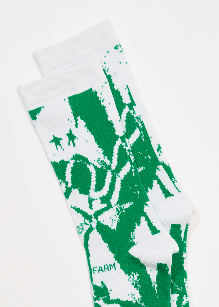 Afends Unisex Sleepy Hollow - Hemp Crew Socks - White - Sustainable Clothing - Streetwear