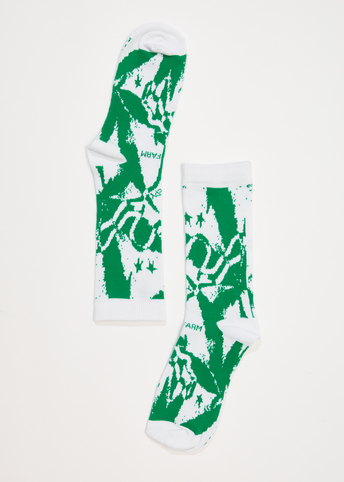 Afends Unisex Sleepy Hollow - Hemp Crew Socks - White - Sustainable Clothing - Streetwear
