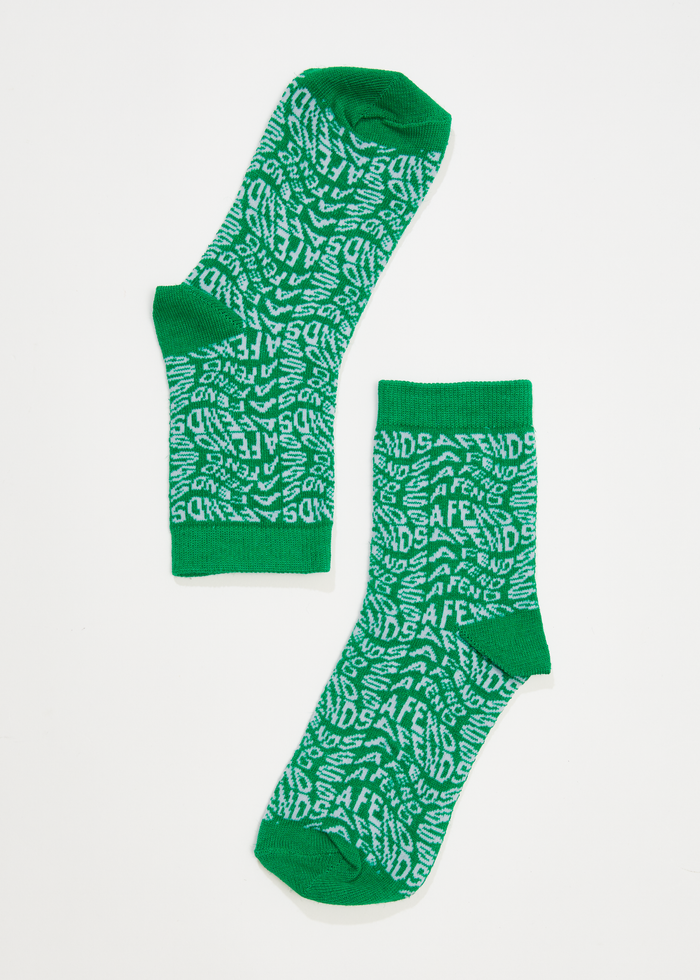Afends Unisex Spiral - Hemp Crew Socks - Forest - Sustainable Clothing - Streetwear