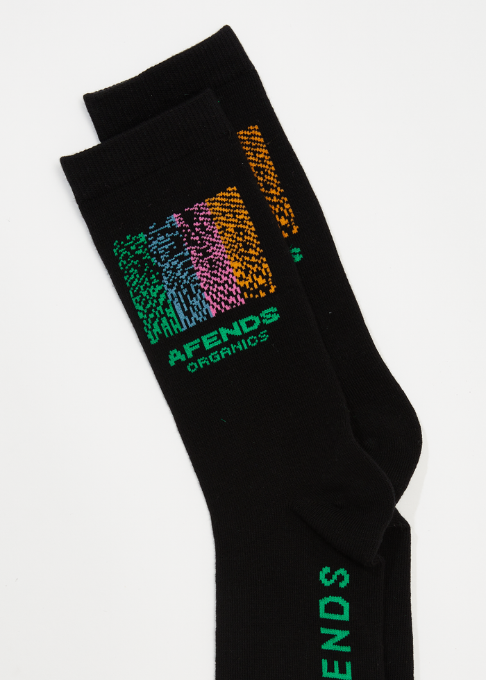 Afends Unisex Studio - Organic Crew Socks - Black - Sustainable Clothing - Streetwear