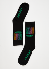 Afends Unisex Studio - Organic Crew Socks - Black - Afends unisex studio   organic crew socks   black   sustainable clothing   streetwear