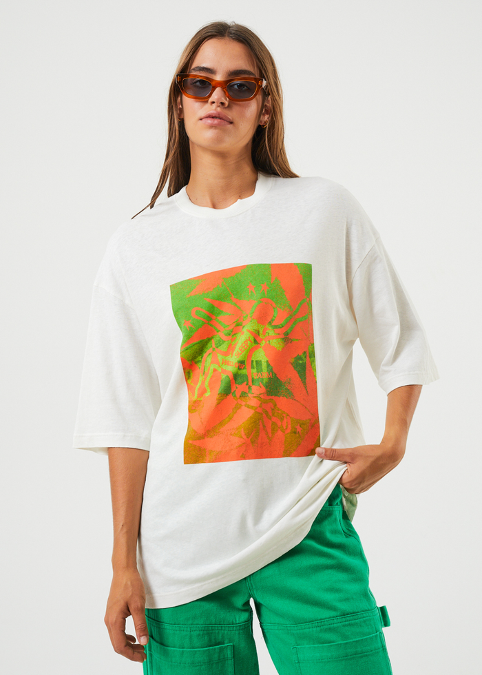 Afends Unisex Sleepy Hollow - Unisex Hemp Boxy Graphic T-Shirt - Off White - Sustainable Clothing - Streetwear