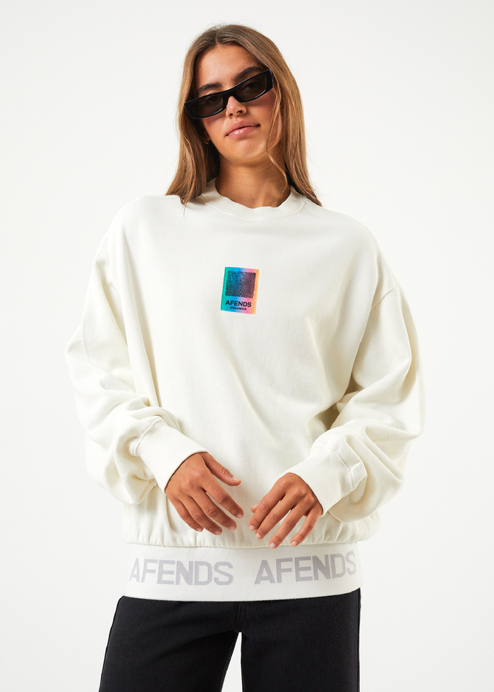 Afends Unisex Studio - Unisex Organic Crew Neck Jumper - Off White - Sustainable Clothing - Streetwear