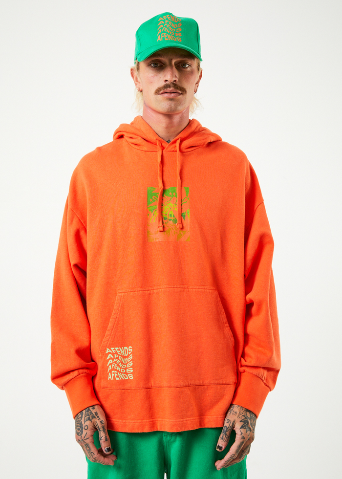 Afends Unisex Sleepy Hollow - Unisex Hemp Graphic Hoodie - Orange - Sustainable Clothing - Streetwear
