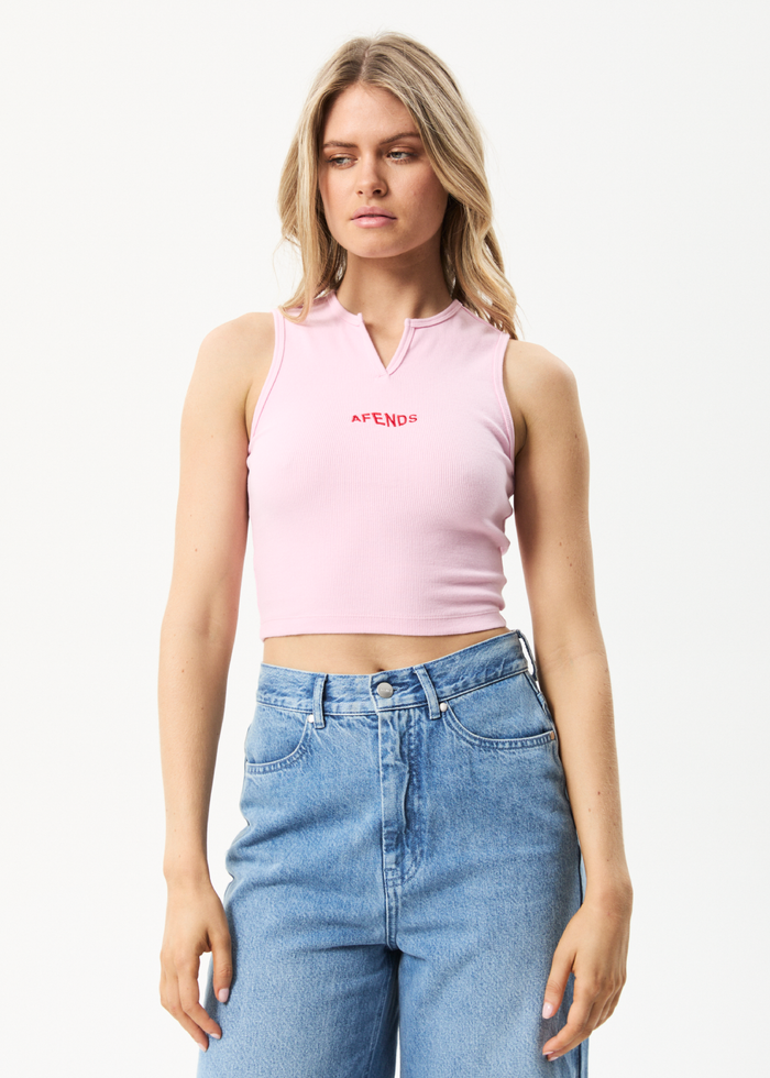 Afends Womens Harlow - Recycled Ribbed Singlet - Powder Pink - Sustainable Clothing - Streetwear