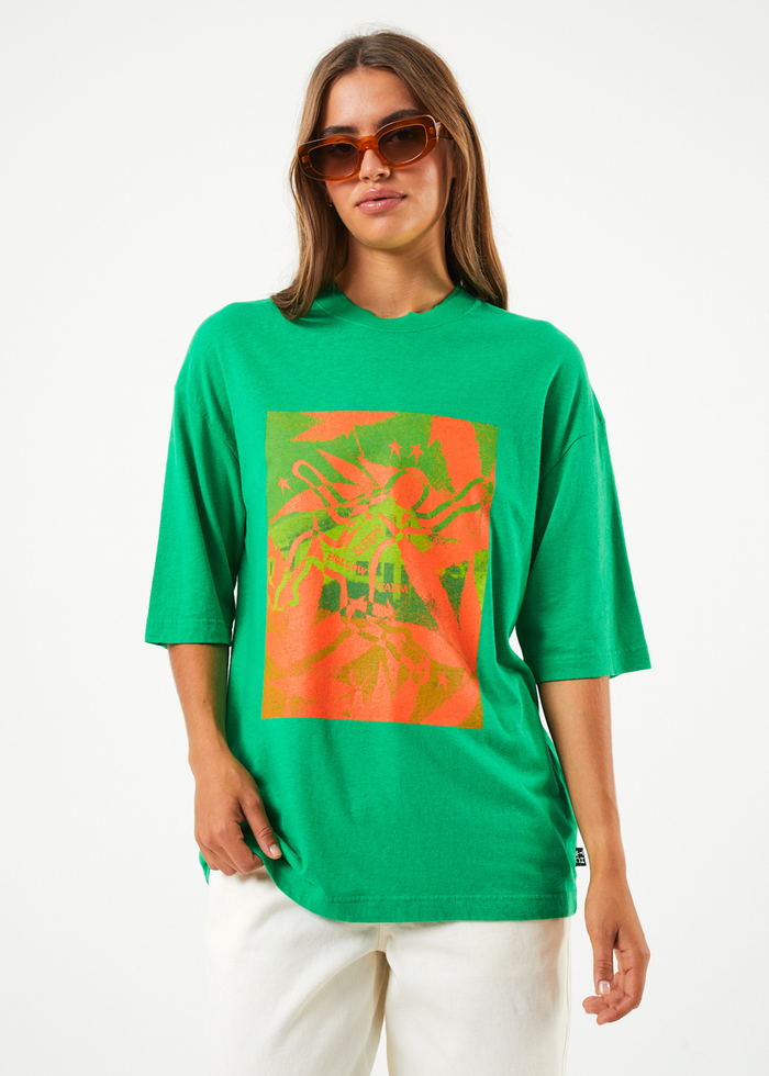 Afends Unisex Sleepy Hollow - Unisex Hemp Boxy Graphic T-Shirt - Forest - Sustainable Clothing - Streetwear