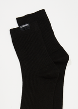 Afends Unisex The Essential - Hemp Ribbed Crew Socks - Black - Afends unisex the essential   hemp ribbed crew socks   black   sustainable clothing   streetwear