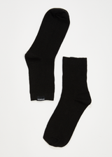 Afends Unisex The Essential - Hemp Ribbed Crew Socks - Black - Afends unisex the essential   hemp ribbed crew socks   black   sustainable clothing   streetwear