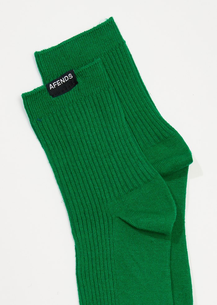 Afends Unisex The Essential - Hemp Ribbed Crew Socks - Forest - Sustainable Clothing - Streetwear
