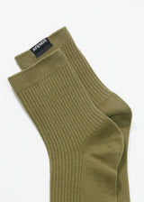 Afends Unisex The Essential - Hemp Ribbed Crew Socks - Olive - Afends unisex the essential   hemp ribbed crew socks   olive   sustainable clothing   streetwear
