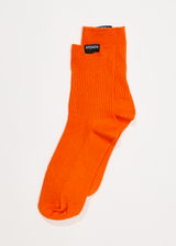 Afends Unisex The Essential - Hemp Ribbed Crew Socks - Orange - Afends unisex the essential   hemp ribbed crew socks   orange   sustainable clothing   streetwear