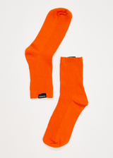 Afends Unisex The Essential - Hemp Ribbed Crew Socks - Orange - Afends unisex the essential   hemp ribbed crew socks   orange   sustainable clothing   streetwear