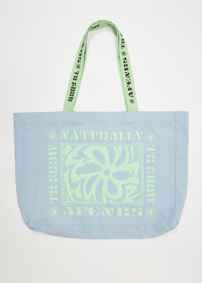 Afends Unisex To Grow - Recycled Oversized Tote Bag - Powder Blue - Sustainable Clothing - Streetwear