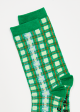 Afends Unisex Tully - Hemp Check Crew Socks - Forest - Afends unisex tully   hemp check crew socks   forest   sustainable clothing   streetwear