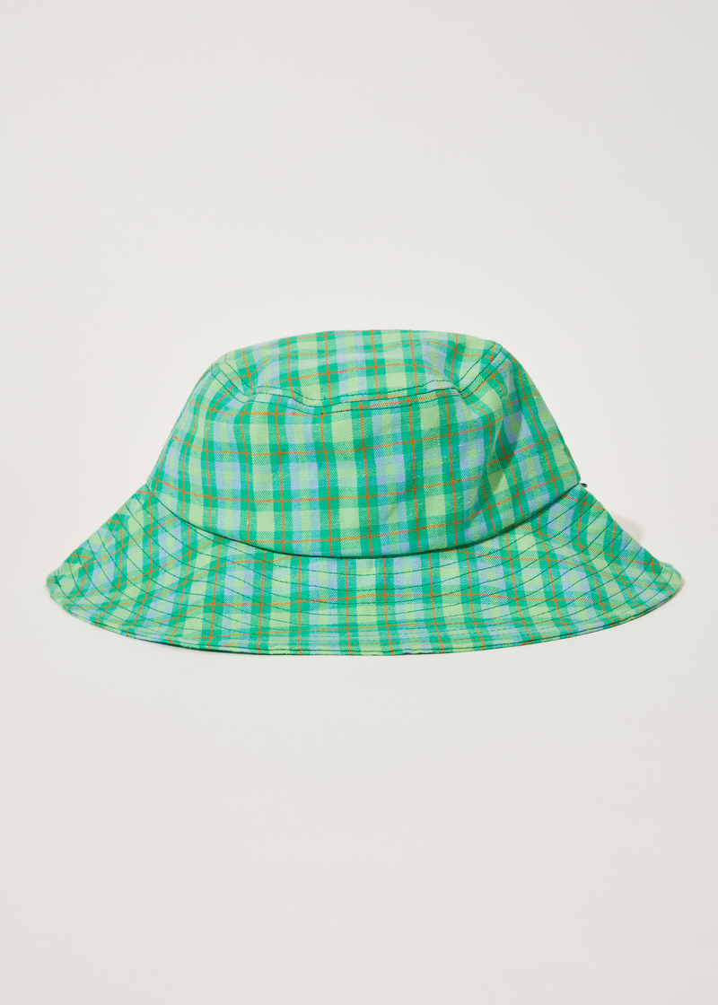 Afends Unisex Tully - Hemp Check Wide Brim Hat - Forest Check