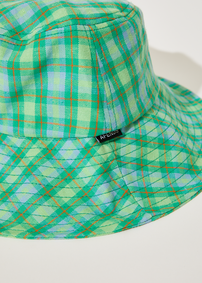 Afends Unisex Tully - Hemp Check Wide Brim Hat - Forest Check - Sustainable Clothing - Streetwear
