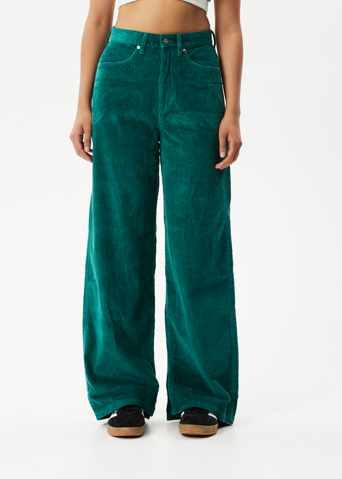 Afends Womens Bella - Corduroy Baggy Pants - Emerald - Sustainable Clothing - Streetwear