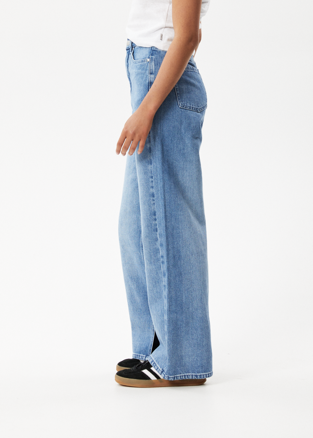 Afends Womens Bella - Hemp Denim Baggy Jeans - Worn Blue - Sustainable Clothing - Streetwear