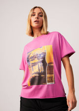 Afends Womens Boulevard - Recycled Oversized Graphic T-Shirt - Worn Bubblegum - Afends womens boulevard   recycled oversized graphic t shirt   worn bubblegum   sustainable clothing   streetwear