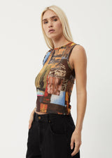 Afends Womens Boulevard - Recycled Sheer Sleeveless Top - Multi - Afends womens boulevard   recycled sheer sleeveless top   multi   sustainable clothing   streetwear