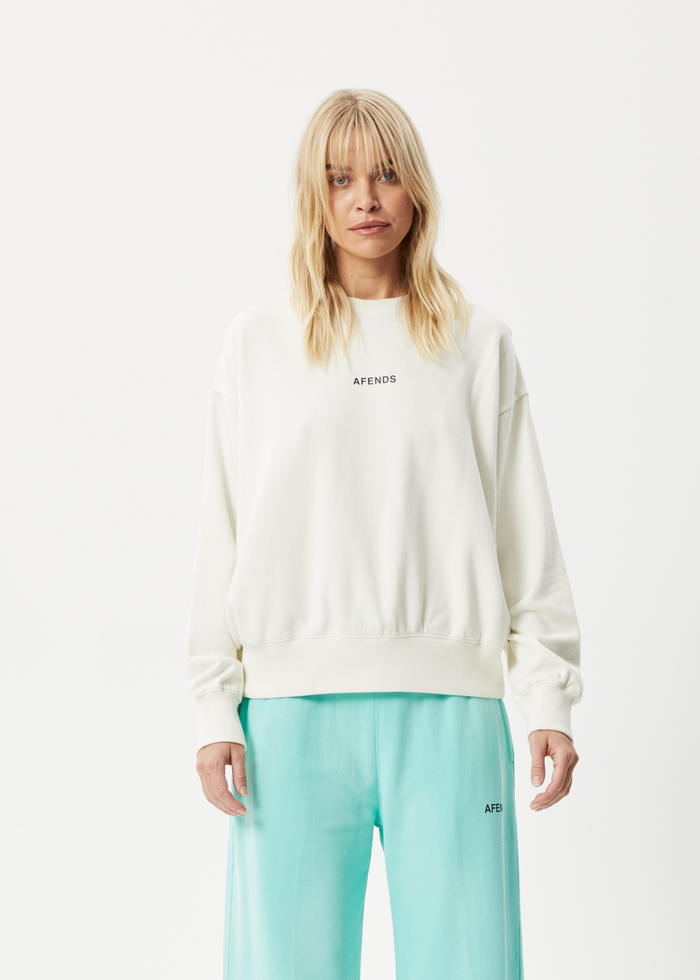 Afends Womens Boundless - Recycled Crew Neck Jumper - Off White - Sustainable Clothing - Streetwear