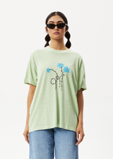 Afends Womens Bouquet Slay - Oversized Graphic T-Shirt - Worn Pistachio - Afends womens bouquet slay   oversized graphic t shirt   worn pistachio   sustainable clothing   streetwear