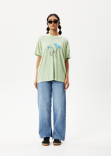 Afends Womens Bouquet Slay - Oversized Graphic T-Shirt - Worn Pistachio - Afends womens bouquet slay   oversized graphic t shirt   worn pistachio   sustainable clothing   streetwear