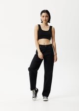 Afends Womens Chia - Hemp Ribbed Cropped Singlet - Black - Afends womens chia   hemp ribbed cropped singlet   black   sustainable clothing   streetwear