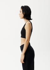 Afends Womens Chia - Hemp Ribbed Cropped Singlet - Black - Afends womens chia   hemp ribbed cropped singlet   black   sustainable clothing   streetwear
