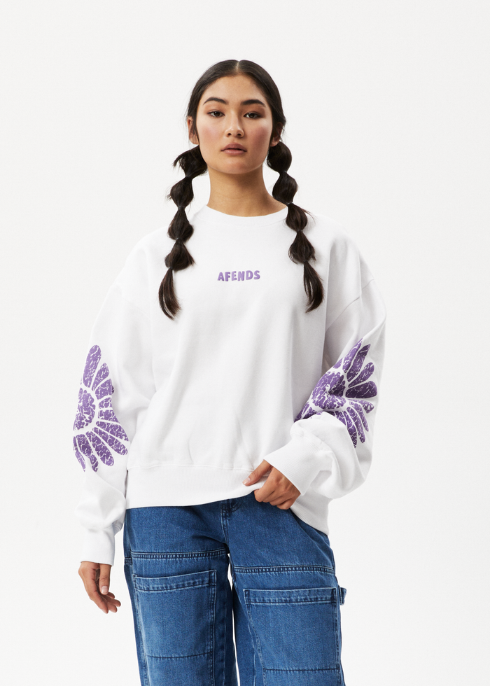 Afends Womens Daisy - Crew Neck Jumper - White - Sustainable Clothing - Streetwear