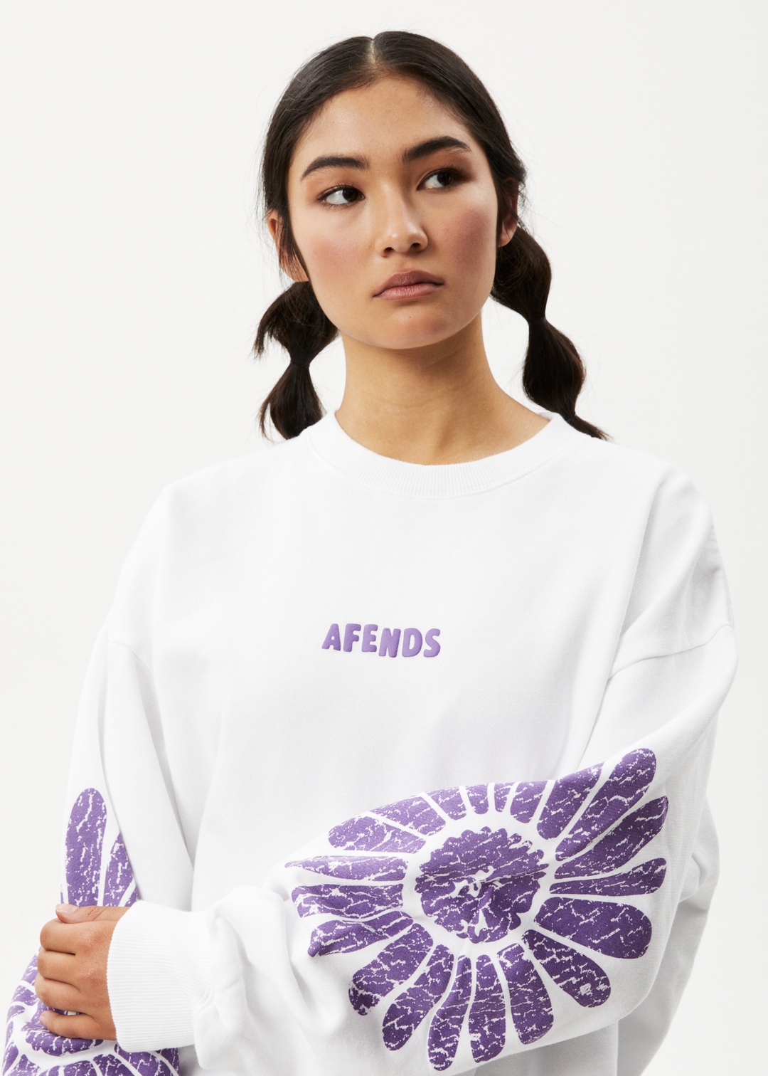 Afends Womens Daisy - Crew Neck Jumper - White - Sustainable Clothing - Streetwear