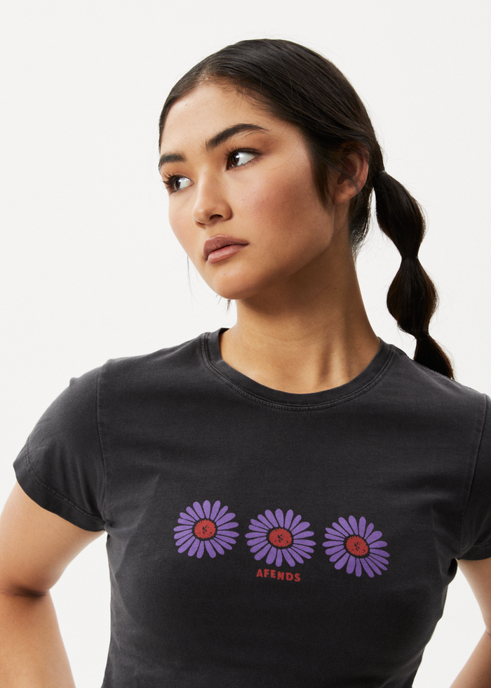 Afends Womens Daisy - Baby T-Shirt - Stone Black - Sustainable Clothing - Streetwear