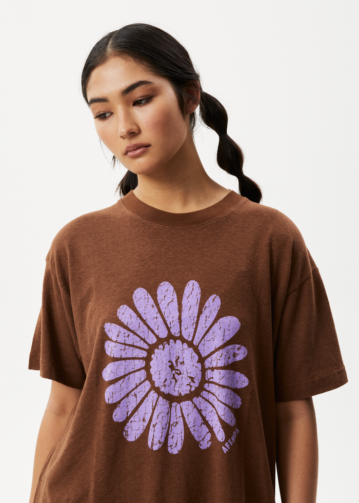 Afends Womens Daisy Slay - Oversized Graphic T-Shirt - Toffee - Sustainable Clothing - Streetwear