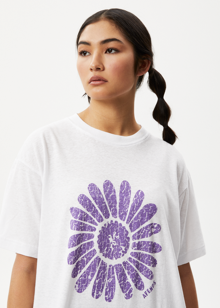 Afends Womens Daisy Slay - Oversized Graphic T-Shirt - White - Sustainable Clothing - Streetwear