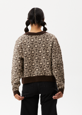 Afends Womens Dandy - Floral Knitted Cardigan - Toffee - Afends womens dandy   floral knitted cardigan   toffee   sustainable clothing   streetwear