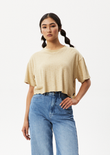 Afends Womens Dandy Slay - Floral Cropped T-Shirt - Camel - Afends womens dandy slay   floral cropped t shirt   camel   sustainable clothing   streetwear