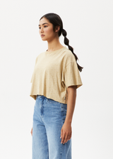 Afends Womens Dandy Slay - Floral Cropped T-Shirt - Camel - Afends womens dandy slay   floral cropped t shirt   camel   sustainable clothing   streetwear