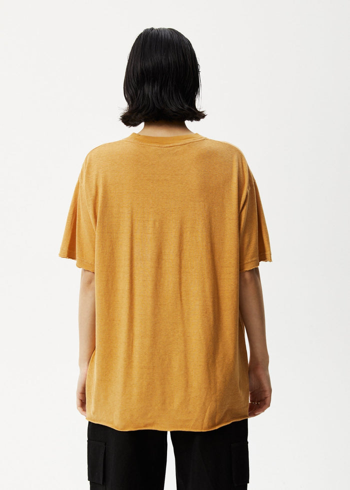 Afends Womens Day Dream Slay - Oversized Graphic T-Shirt - Mustard - Sustainable Clothing - Streetwear