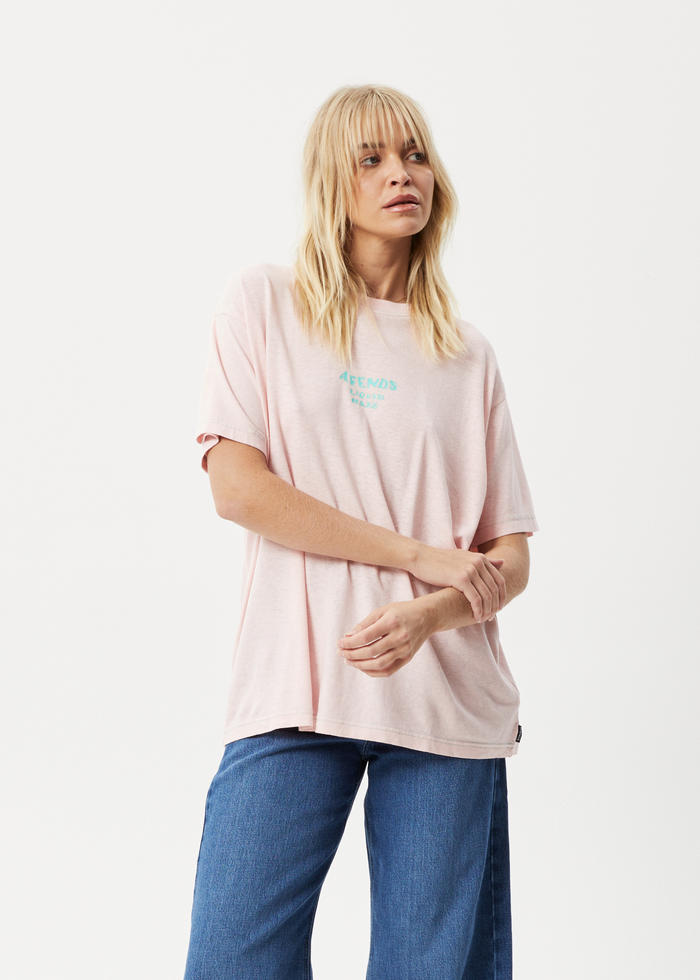 Afends Womens Daze Slay - Hemp Oversized Graphic T-Shirt - Stone Lotus - Sustainable Clothing - Streetwear