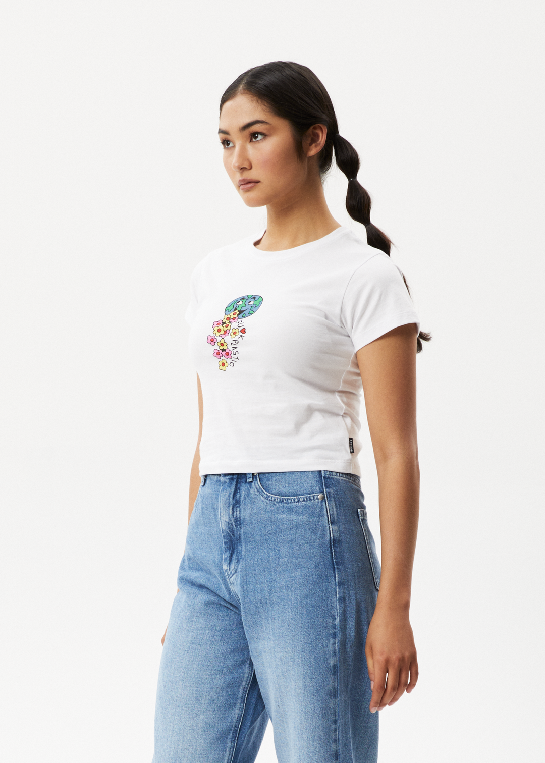 Afends Womens F Plastic - Baby T-Shirt - White - Sustainable Clothing - Streetwear