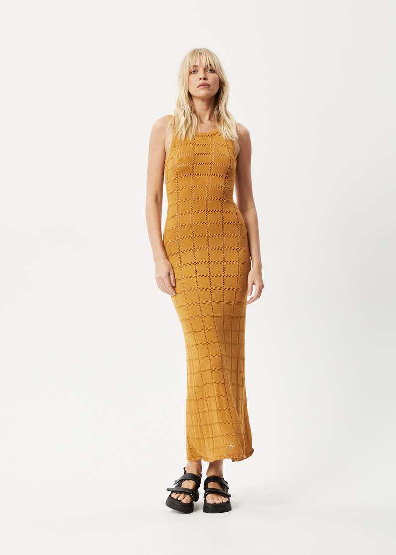 Afends Womens Femme - Knit Maxi Dress - Mustard