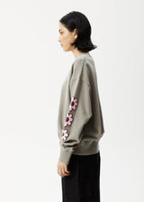 Afends Womens Flower - Crew Neck Jumper - Olive - Afends womens flower   crew neck jumper   olive   sustainable clothing   streetwear