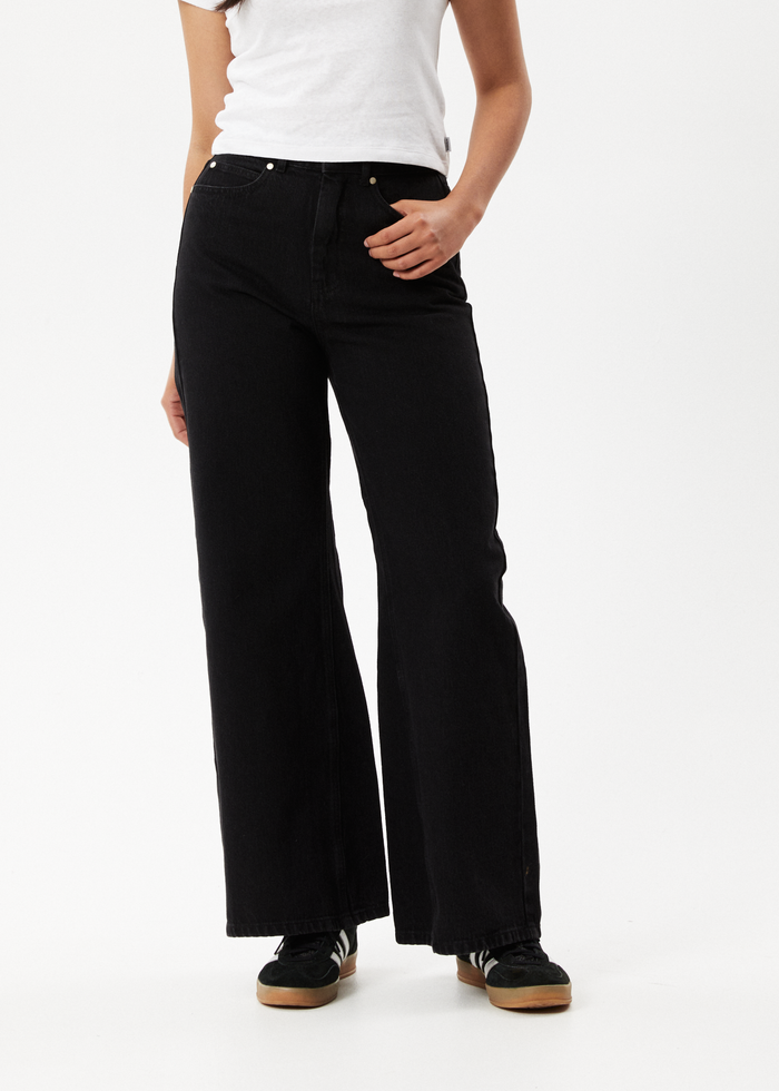 Afends Womens Gigi - Organic Denim Flared Jeans - Washed Black - Sustainable Clothing - Streetwear